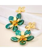 COROLLA FLOWER STEEL groene oorbellen