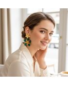 COROLLA FLOWER STEEL groene oorbellen