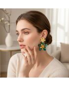 COROLLA FLOWER STEEL groene oorbellen