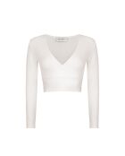 Irene elfenbeinfarbenes Wickeltop mit langen Ärmeln