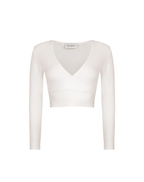 Irene elfenbeinfarbenes Wickeltop mit langen Ärmeln