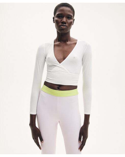 Irene elfenbeinfarbenes Wickeltop mit langen Ärmeln