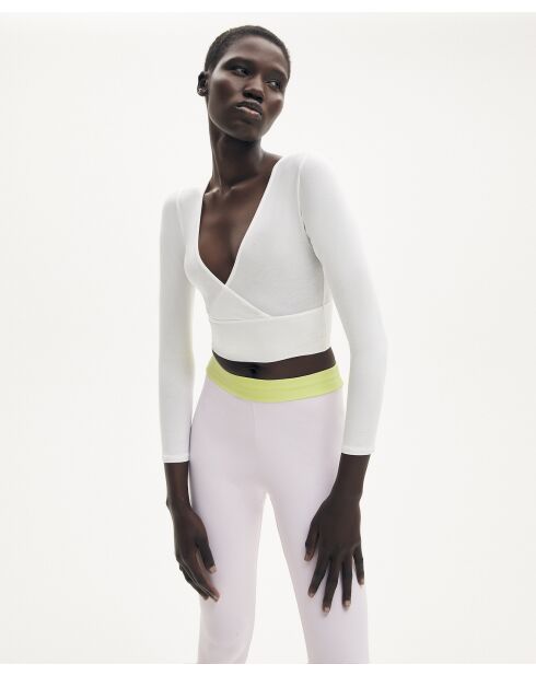 Irene elfenbeinfarbenes Wickeltop mit langen Ärmeln