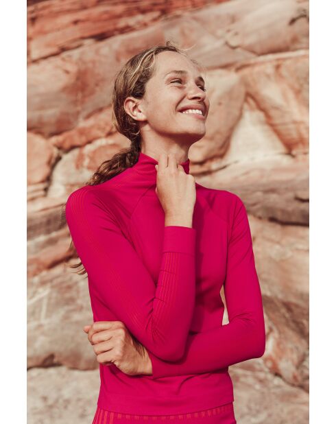 Top Apoline fucchia/arancione senza cuciture con zip L