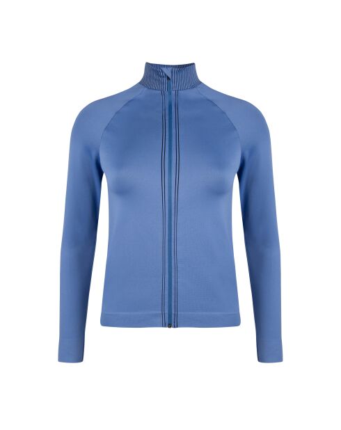 Apoline himmelblau/schwarzes, nahtloses Top mit Reißverschluss