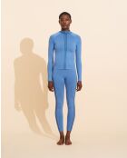 Apoline himmelblau/schwarzes, nahtloses Top mit Reißverschluss