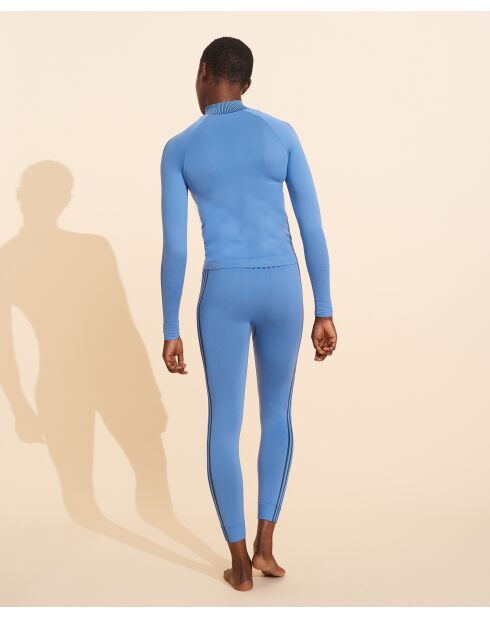 Apoline himmelblau/schwarzes, nahtloses Top mit Reißverschluss