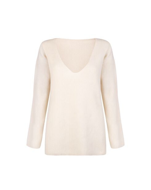 Eloise elfenbeinfarbenes Top mit V-Ausschnitt L