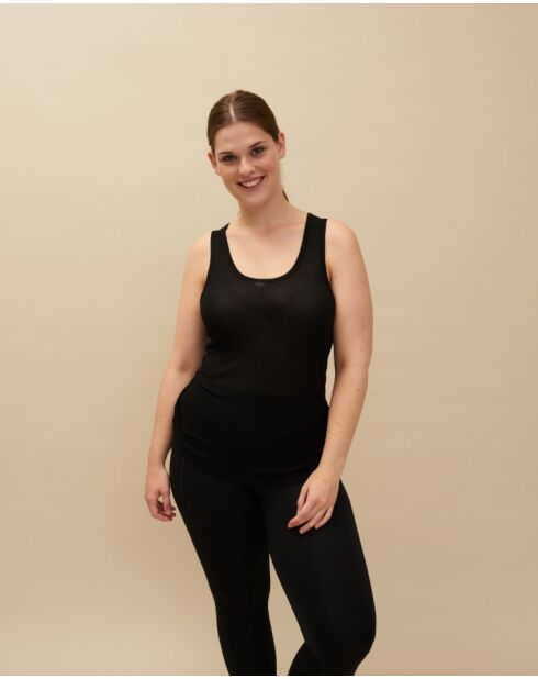 Schwarzes geripptes Tanktop Elise