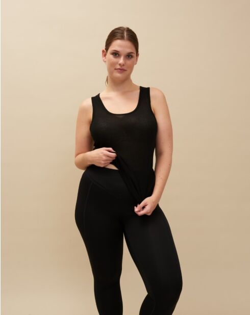 Schwarzes geripptes Tanktop Elise