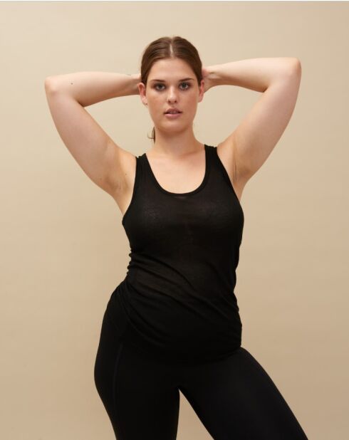 Schwarzes geripptes Tanktop Elise