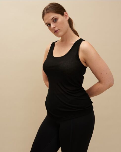 Schwarzes geripptes Tanktop Elise