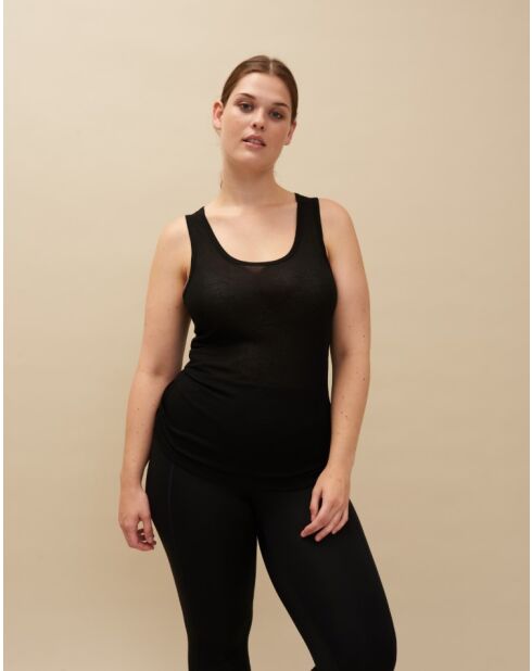 Schwarzes geripptes Tanktop Elise