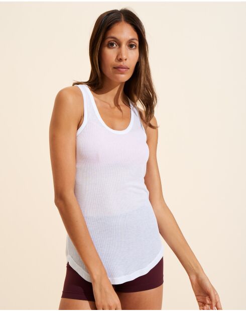 Weißes geripptes Tanktop Elise
