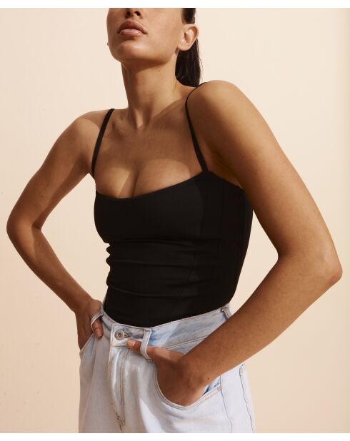 Schwarzes Korsett-Tanktop Elsa
