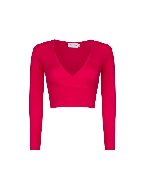 Irene rosafarbenes Wickeltop mit langen Ärmeln