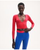 Irene rosafarbenes Wickeltop mit langen Ärmeln