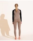 Top girocollo in lana merino senza cuciture Albane taupe/nero L