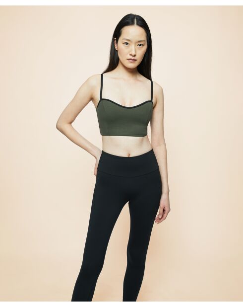 Carla olijf/zwarte crop-bh