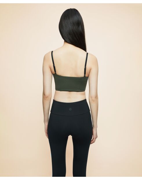 Carla olijf/zwarte crop-bh