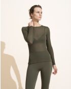 Cécile olive top met lange mouwen