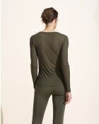 Cécile olive top met lange mouwen