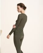 Cécile olive top met lange mouwen