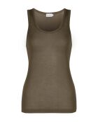 Camiseta sin mangas Elise color oliva acanalada