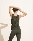 Camiseta sin mangas Elise color oliva acanalada