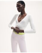 Irene elfenbeinfarbenes Wickeltop mit langen Ärmeln