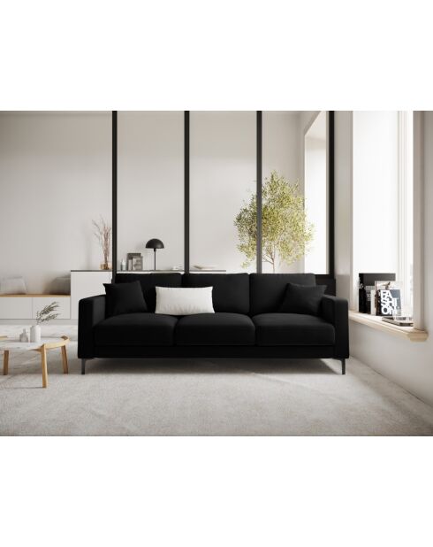 Venus 3-zits fluwelen bank Zwart - 220x92x90