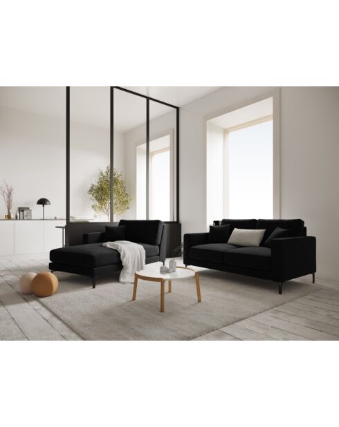 Venus 2-zitsbank fluweel zwart - 158x92x90 cm