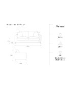 Venus 2-Sitzer-Samtsofa Schwarz - 158x92x90 cm