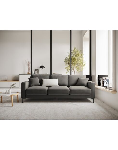 Venus 3-Sitzer-Sofa aus Samt Hellgrau - 220x92x90