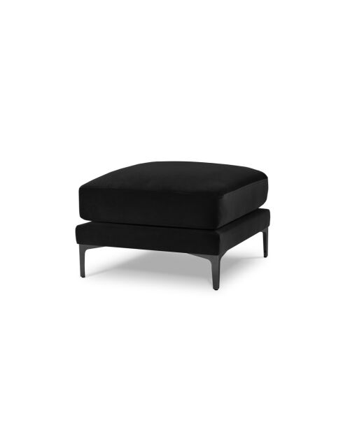 Pouf velours Venus 1 place Noir - 65x65x47 cm