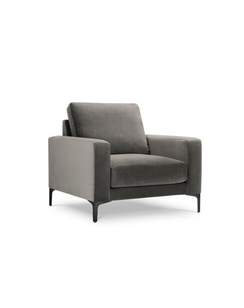 Fauteuil en velours Venus 1 place Gris Clair - 92x92x90 cm