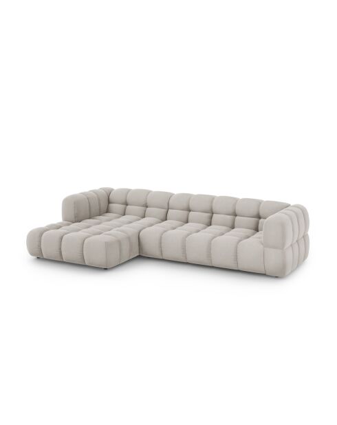 Aster Modulares Ecksofa aus Samt für 4 Personen, links, Hellbeige — 300x162x70