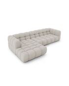 Aster Modulares Ecksofa aus Samt für 4 Personen, links, Hellbeige — 300x162x70