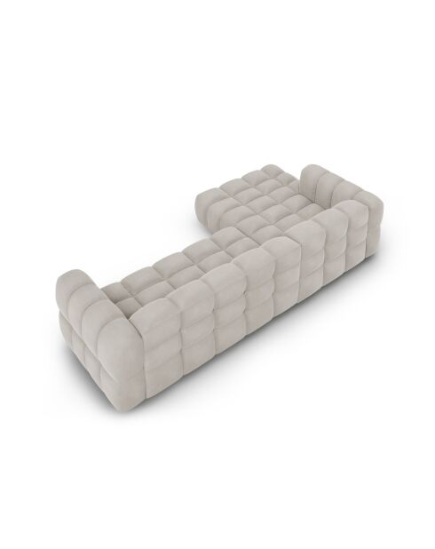 Aster Modulares Ecksofa aus Samt für 4 Personen, links, Hellbeige — 300x162x70