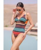 Mehrfarbiger, formender, einteiliger Badeanzug/ Gaïa
