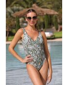 Costume da bagno intero con fodera verde scuro/Tropea