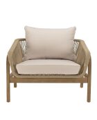 Salon de jardin 5 places en acacia et cordage synthétique beige