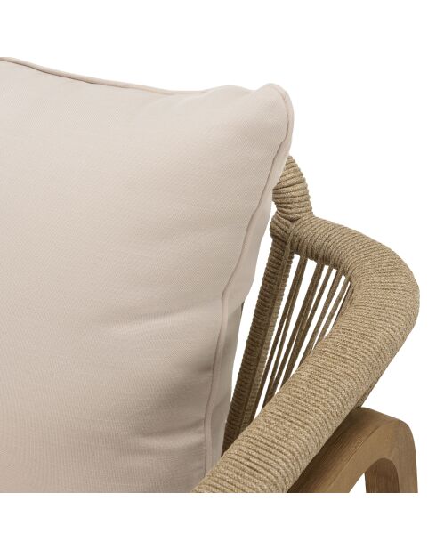 Salon de jardin 5 places en acacia et cordage synthétique beige