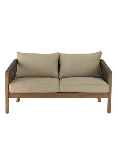 Juego de muebles de jardín de 4 plazas en cuerda sintética verde acacia y abeto