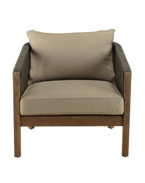 Juego de muebles de jardín de 4 plazas en cuerda sintética verde acacia y abeto