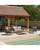 Ensemble de salon de jardin 4 places en acacia et cordage synthétique vert sapin