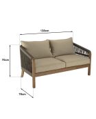 Ensemble de salon de jardin 4 places en acacia et cordage synthétique vert sapin