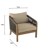 Ensemble de salon de jardin 4 places en acacia et cordage synthétique vert sapin