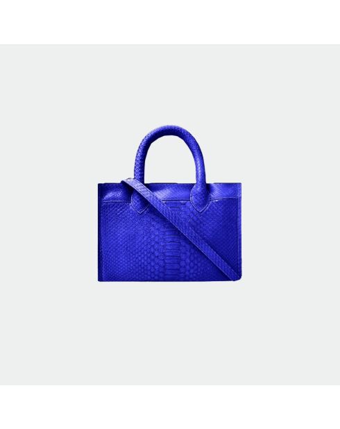 Ana electric Blauwe kalfsleren tas met zebraprint - 31 x 13,5 cm