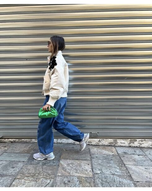 Babybeutel aus weichem Leder, glänzend, 23 x 18 cm, Grün